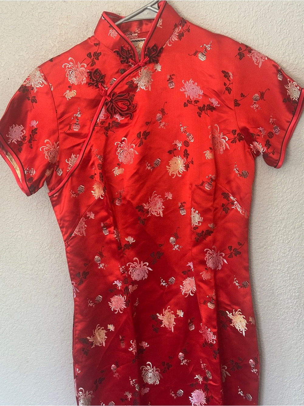 Vintage 60's Solz Squirrel XS/S Floral Asymmetrical Cheongsam Qipao sheath Dress - Picture 12 of 12